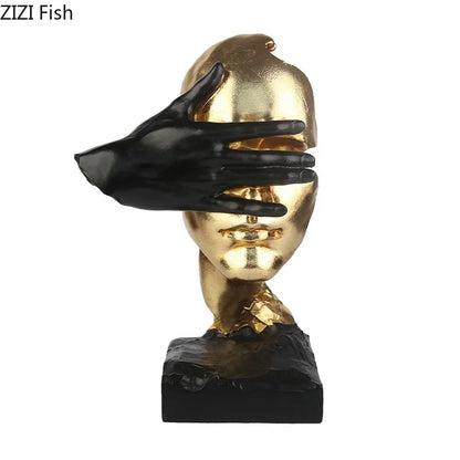 Aesthetic Abstract Figure Statue | "Silent Is Gold" Room Decor Ornament