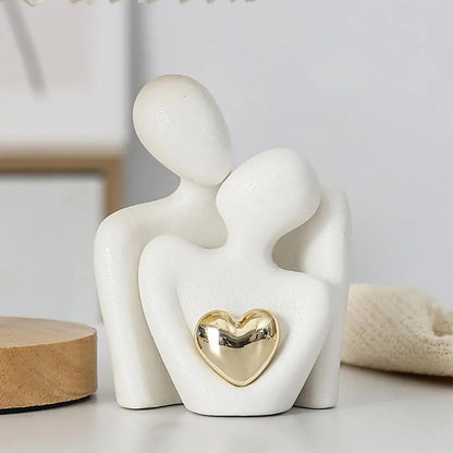 Nordic Abstract Couple Statue | Modern Ceramic Sculpture | Home Decor Ornament