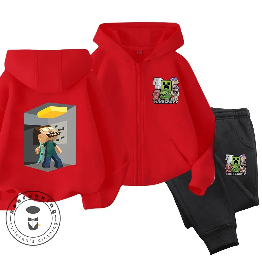 Minecraft Anime Printed Hoodie & Pants | Casual Sports Fashion | Kids 3-14