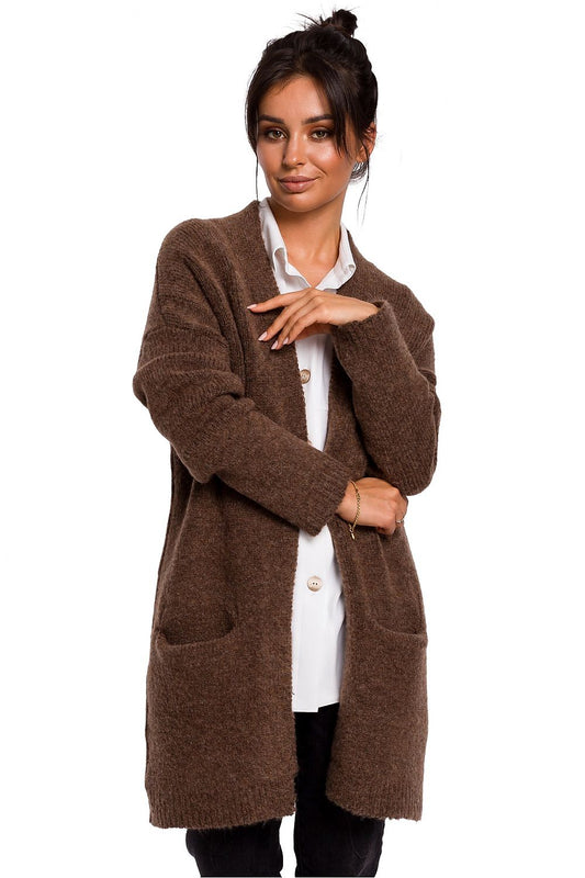 Women's Knit Cardigan - Long Open Front with Pockets