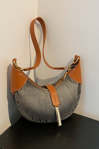 Contrast Denim Shoulder Bag