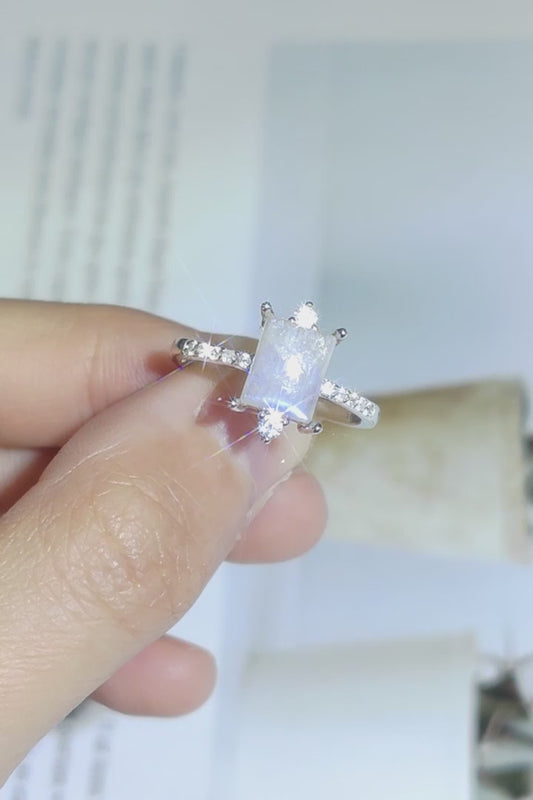 925 Sterling Silver Square Moonstone Ring